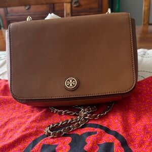 Tory Burch Tan Leather Chain Shoulder Bag